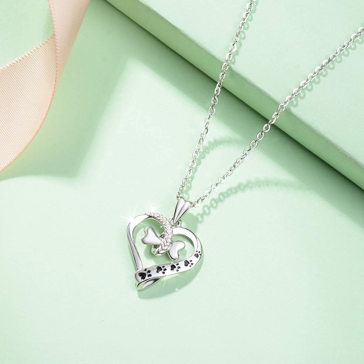 AEONSLOVE Collana Da Donna Collane Argento 925 Bello Cane Zampa Pendente Personalizzata Gioielli Festa Della Mamma Regalo Ragazza Bambina Nonna