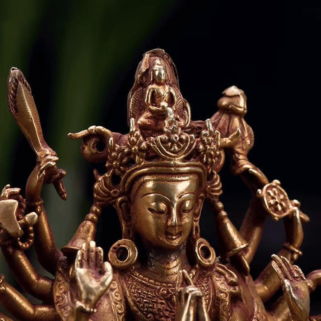 Amazon｜准胝観音菩薩 准胝観音仏像(高さ12cm×巾11cm)ブロンズ像 仏壇