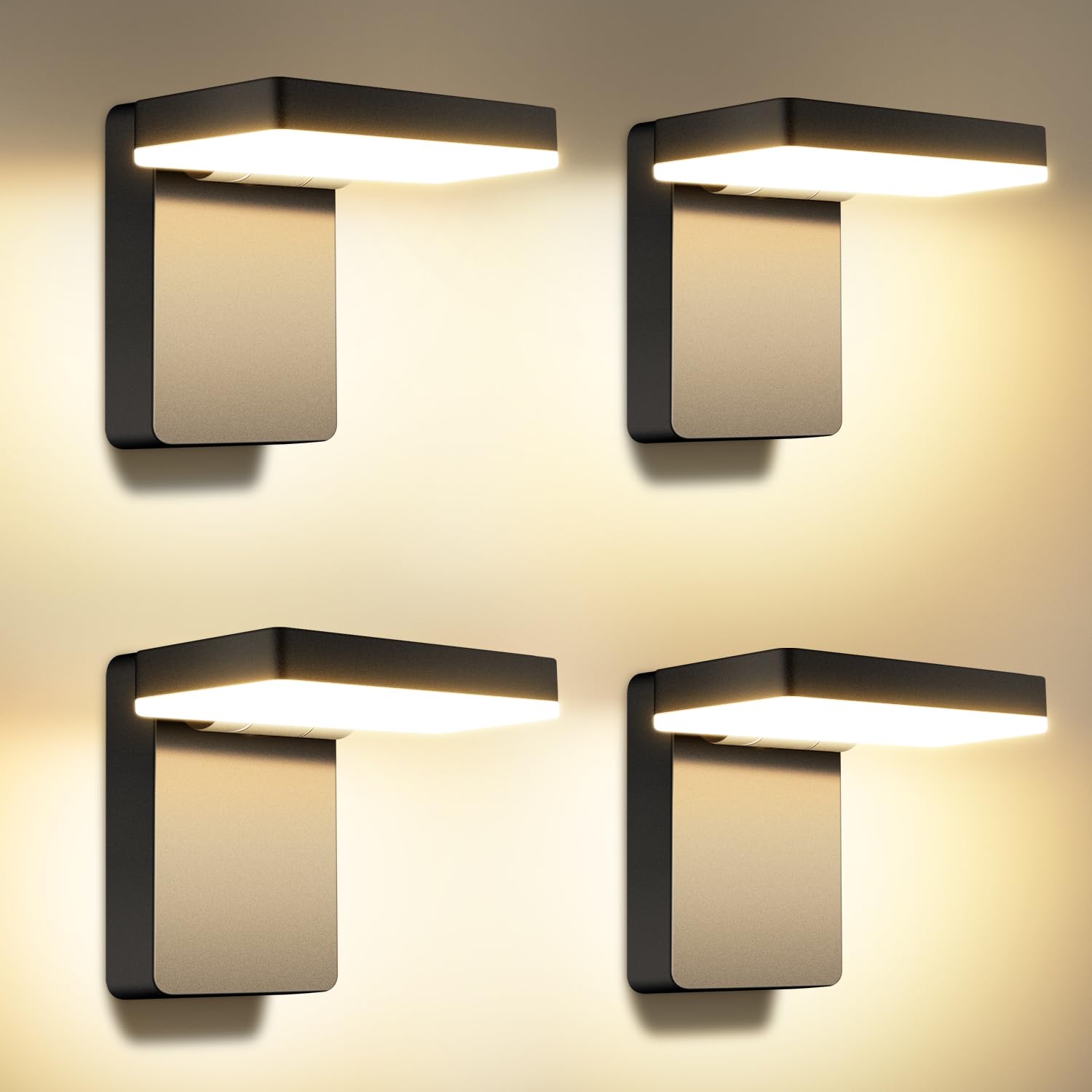 ledmo 4 Stücke 60W LED Wandleuchte Aussen/Innen mit 180° Faltbar 360° Drehbares LED-Panel Außenlampen Warmweiß 3000K Modern Aussen Wandleuchten 5000 Lumen Außenleuchte Wasserdicht IP65