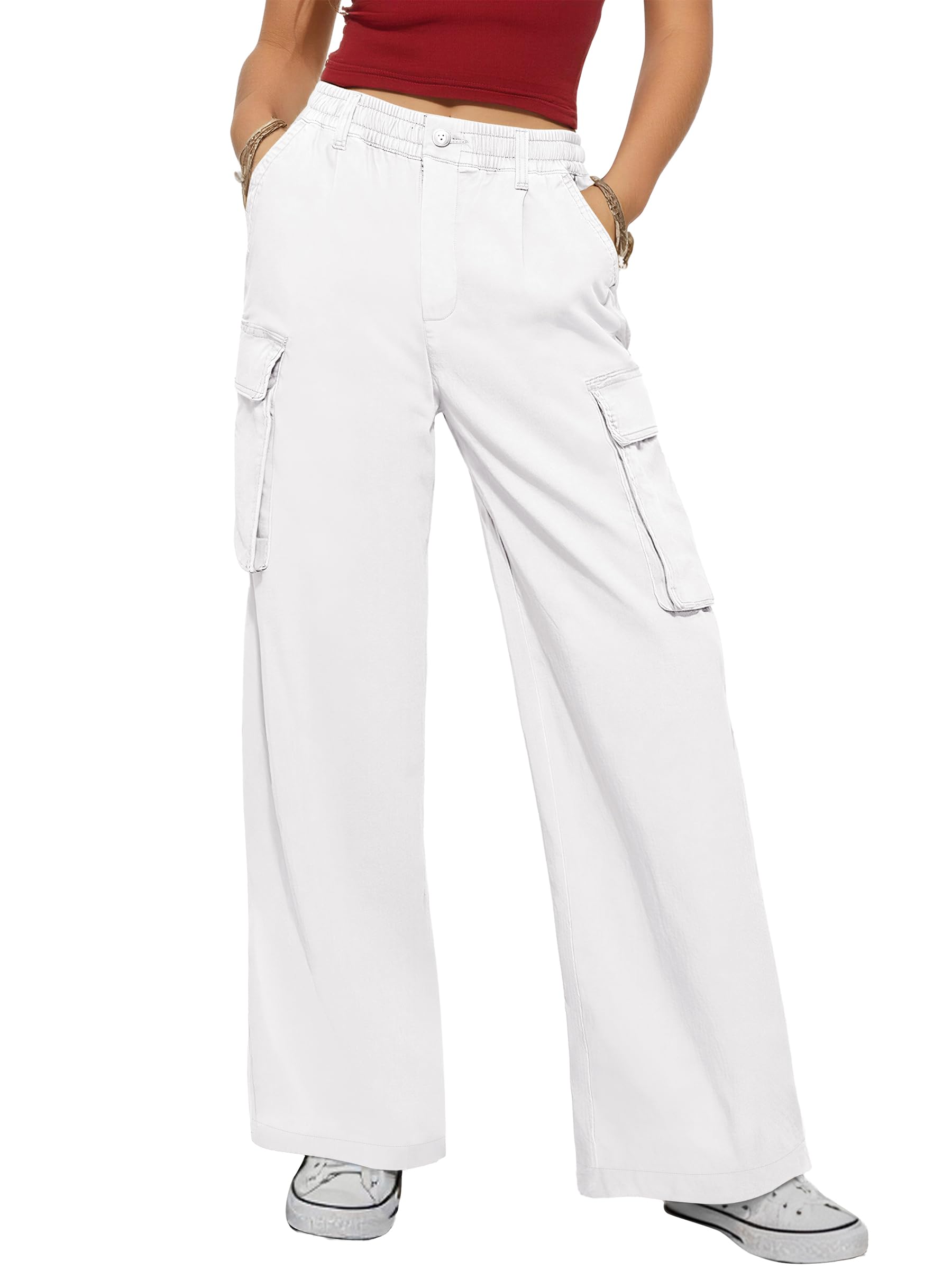 ANRABESS Cargo Pants for Women High Waisted Wide Leg Casual Work Pant 2026 Trendy Y2K Streetwear Trousers with