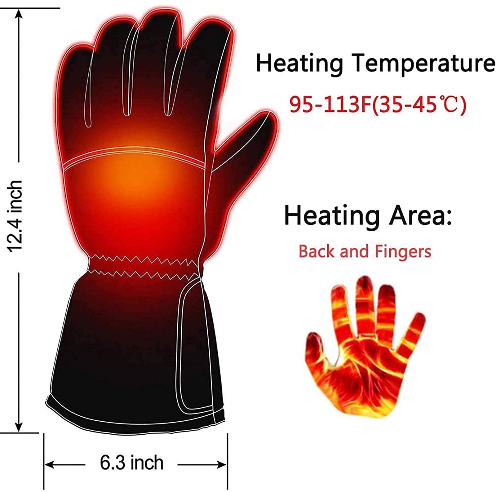 SBTXHJWCGLD Guantes térmicos Guantes térmicos eléctricos con Pilas Recargables Guantes térmicos con Pantalla táctil Calentadores de Manos de Invierno para Pesca, Motociclismo, Senderismo, cicl