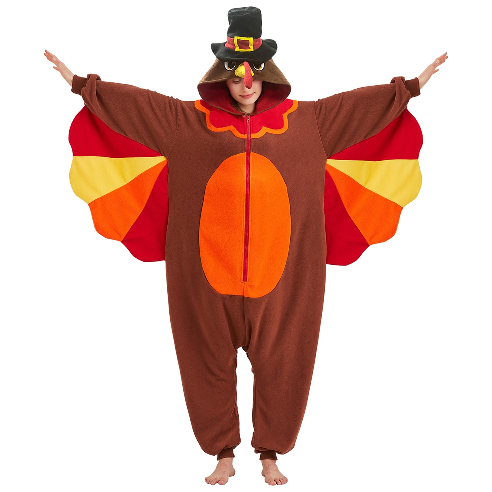 Mameluco de pavo para adultos, disfraz de Acción de Gracias, Halloween, pijama de una pieza para cosplay de animales para mujeres y hombres