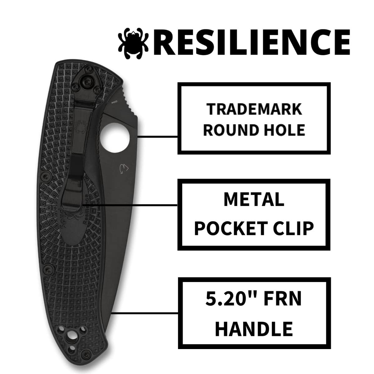 Resilience Lightweight hoja negra - Mango: FRN* Acero: 8Cr13MoV - Filo: Liso