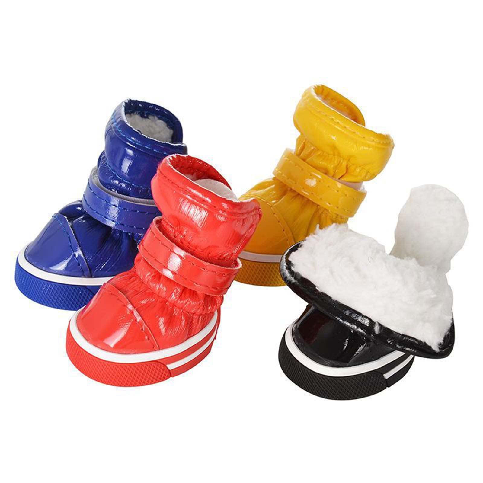 JUSHZ Hundeschuhe Wasserdicht Pfotenschutz Dog Shoes Hund Schuhe Atmungsaktiv Puppy 4er-Set Mit Abriebfester Anti Rutsch Gegen Hitze Haustier-Baumwollschuhe Herbst Winter Warm Halten (5,red)