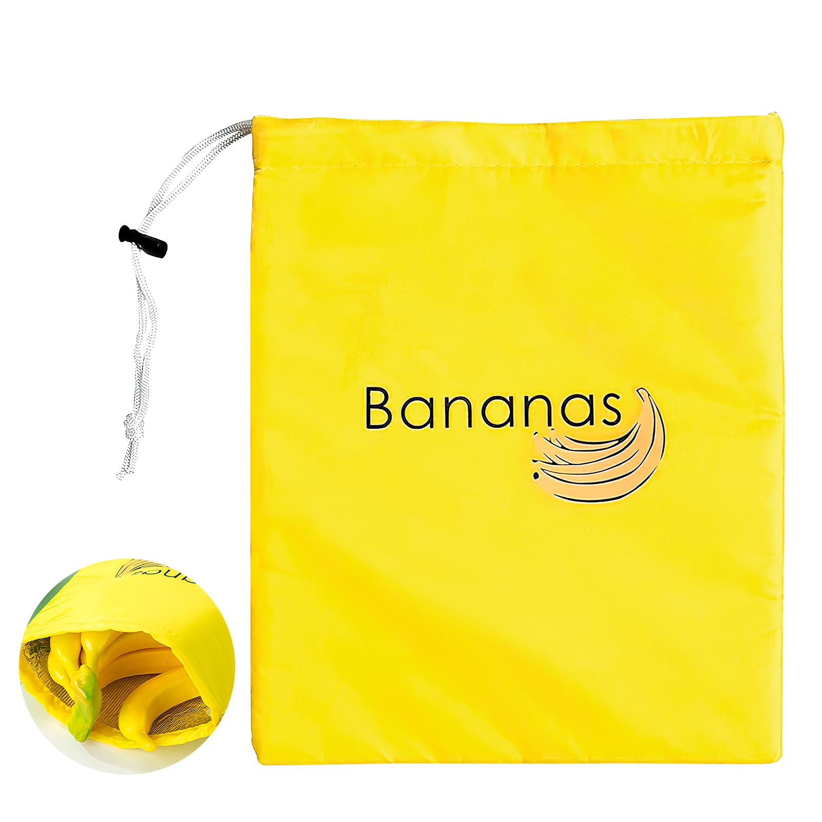 Yellow Banana Bag for Fridge Drawstring Storage Bag for Protects Fresh Banana Fruit Vegetable in Fridge Keeps Fresher for Longer Bags Reusable Shockproof Vegetable and Fruit Shopping Bags(35cm x 28cm)