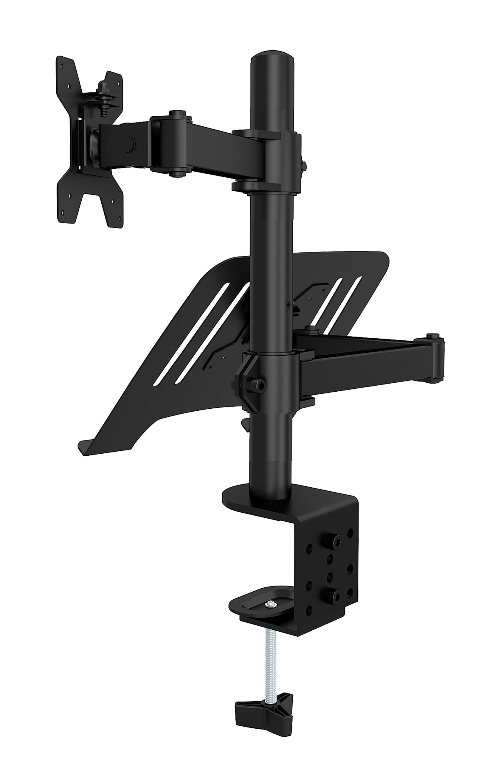 Techly 365597 Supporto da Scrivania Braccio per Monitor 13-32" e Mensola per Laptop Nero