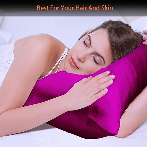 Miniatura 10 de Paquete de 2 fundas de almohada de seda de morera para cabello y piel, con cremallera oculta. Ambos lados 19 momme a prueba de alérgenos, suave,