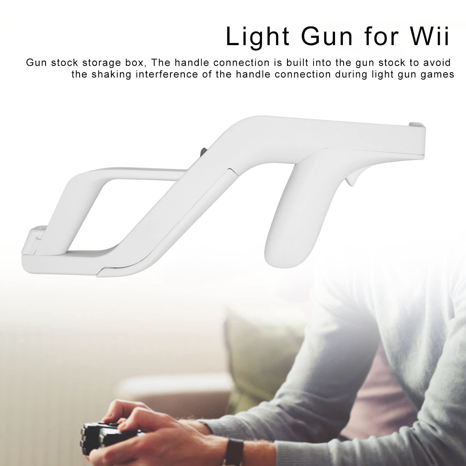 Yoidesu Gamepad Light Gun pour Wii Controller, Blanc Stable Réduit la Fatigue Résistant aux Rayures Accessoire Light Gun pour Jeux de Sport de Tir Électronique(Blanc)