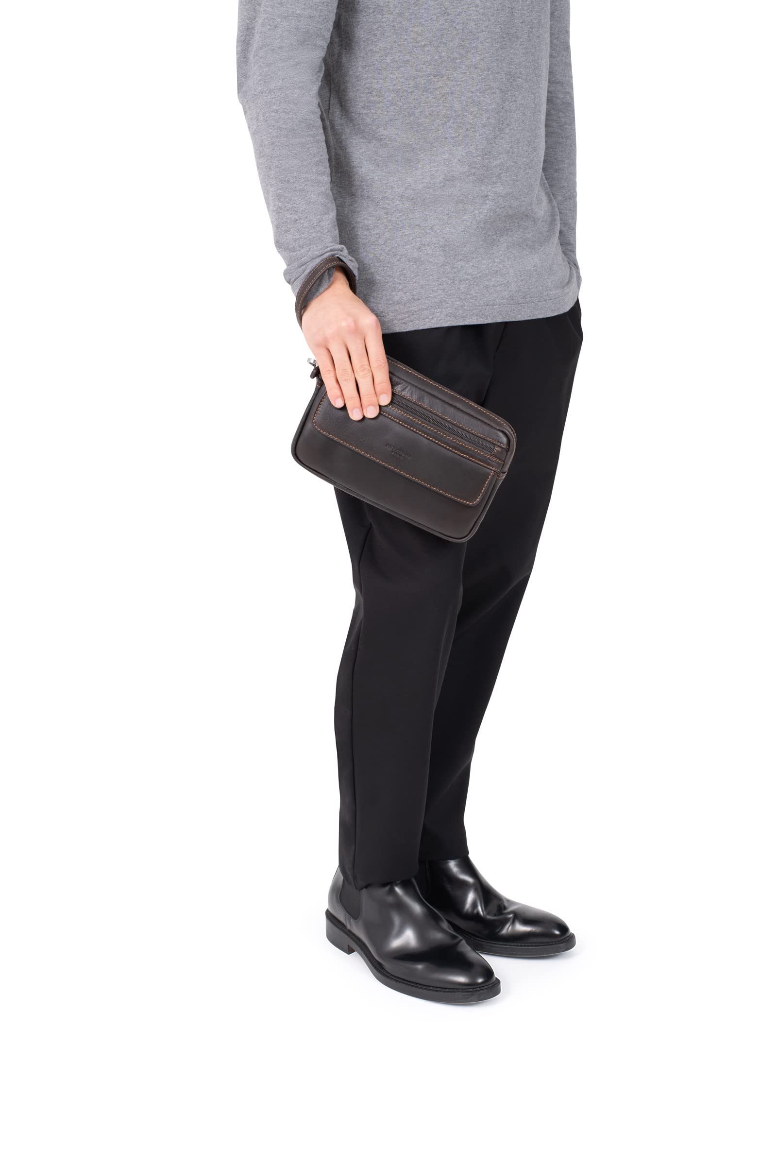 Hexagona Pochette en Cuir ref 47969 Noir 23 * 15 * 4 c