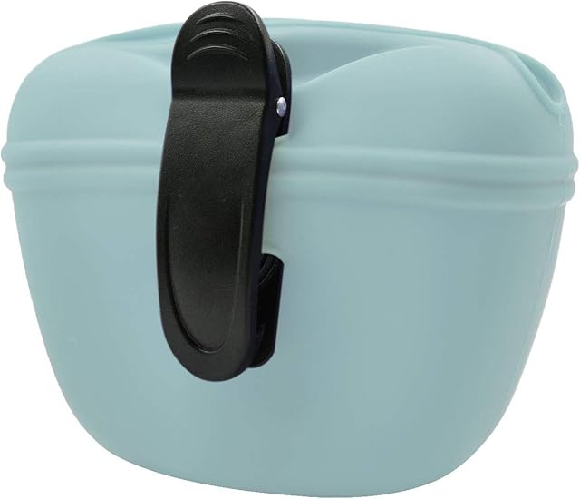 Amazon Brand  Umi Silicone Dog Treat Pouch with Clip,Portable Dog Food Container for Training,Convenient Magnetic Buckle Closing and Waist Clip,Food Grade Silicone BPA Free - Duck egg green