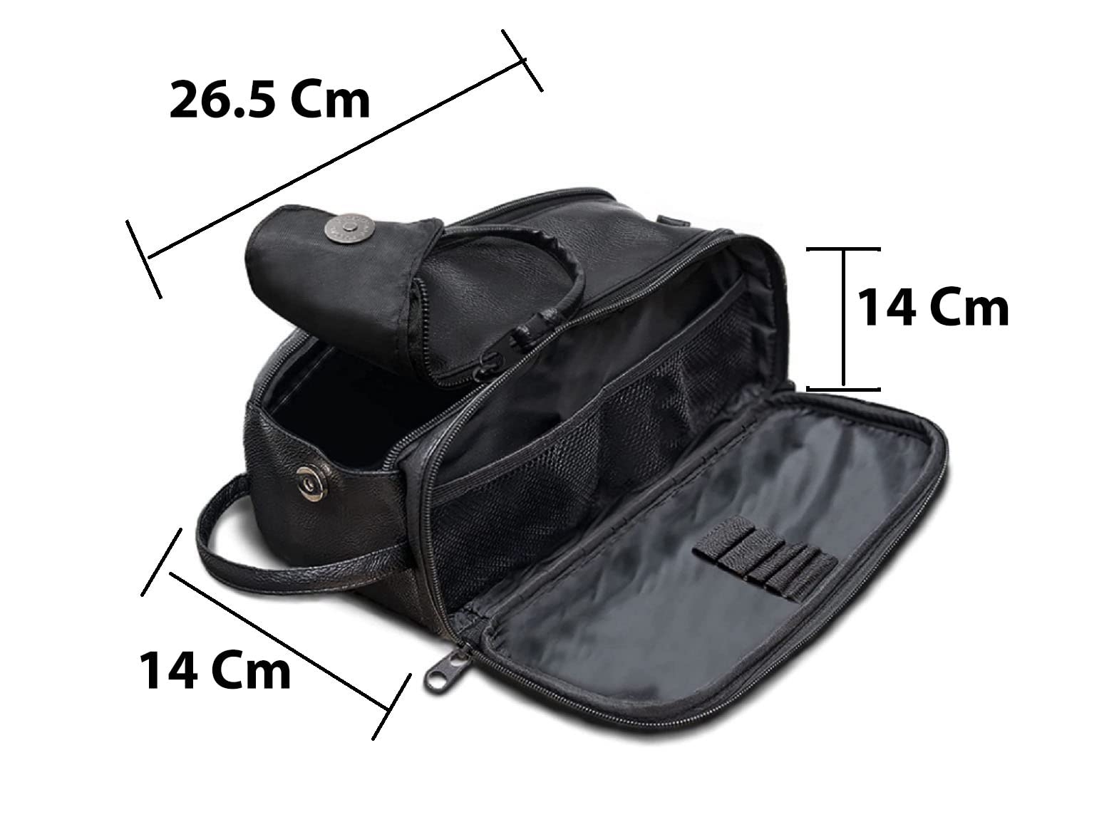 CONTACTS Neceser de piel sintética para hombres o mujeres | Kit Dopp para viajes | Organizador de artículos de aseo personal bolsa de cuero, negro, L, Accesorios de viaje