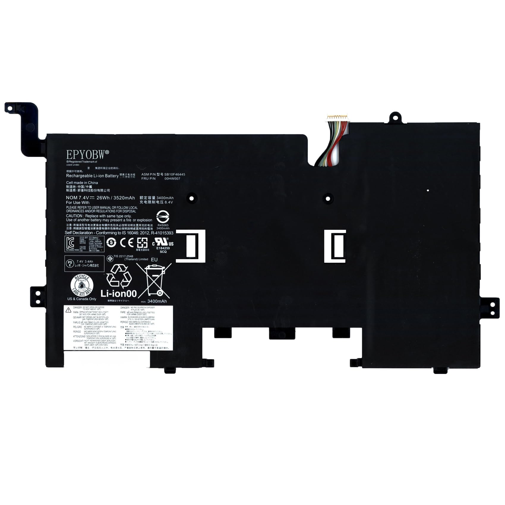 57Wh Cell 4 New Battery　44+(6cell) ThinkPad 15.44V Carbon X1 Thinkapd Lenovo for Battery ノートPCケース