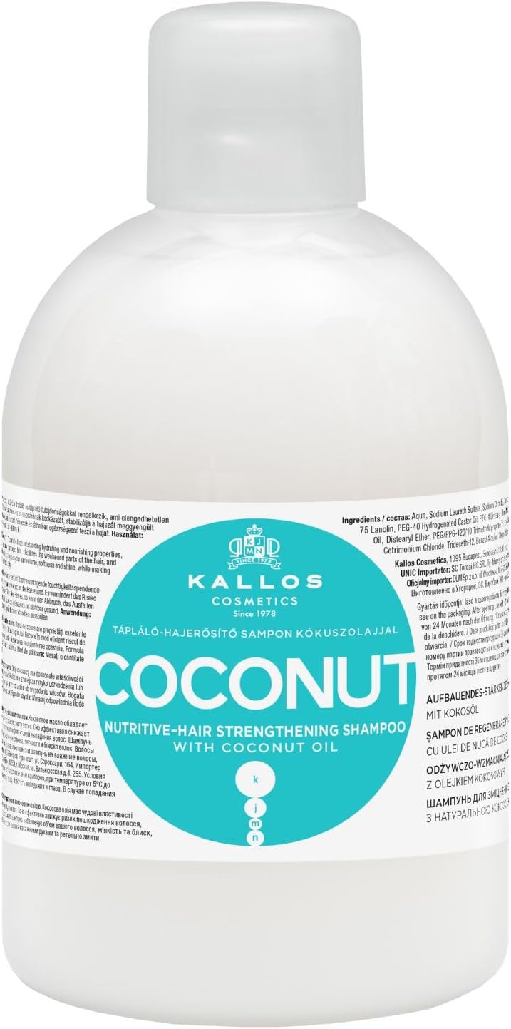 Kallos Cosmetics Strengthening Coconut Shampoo for Damaged Hair 1L