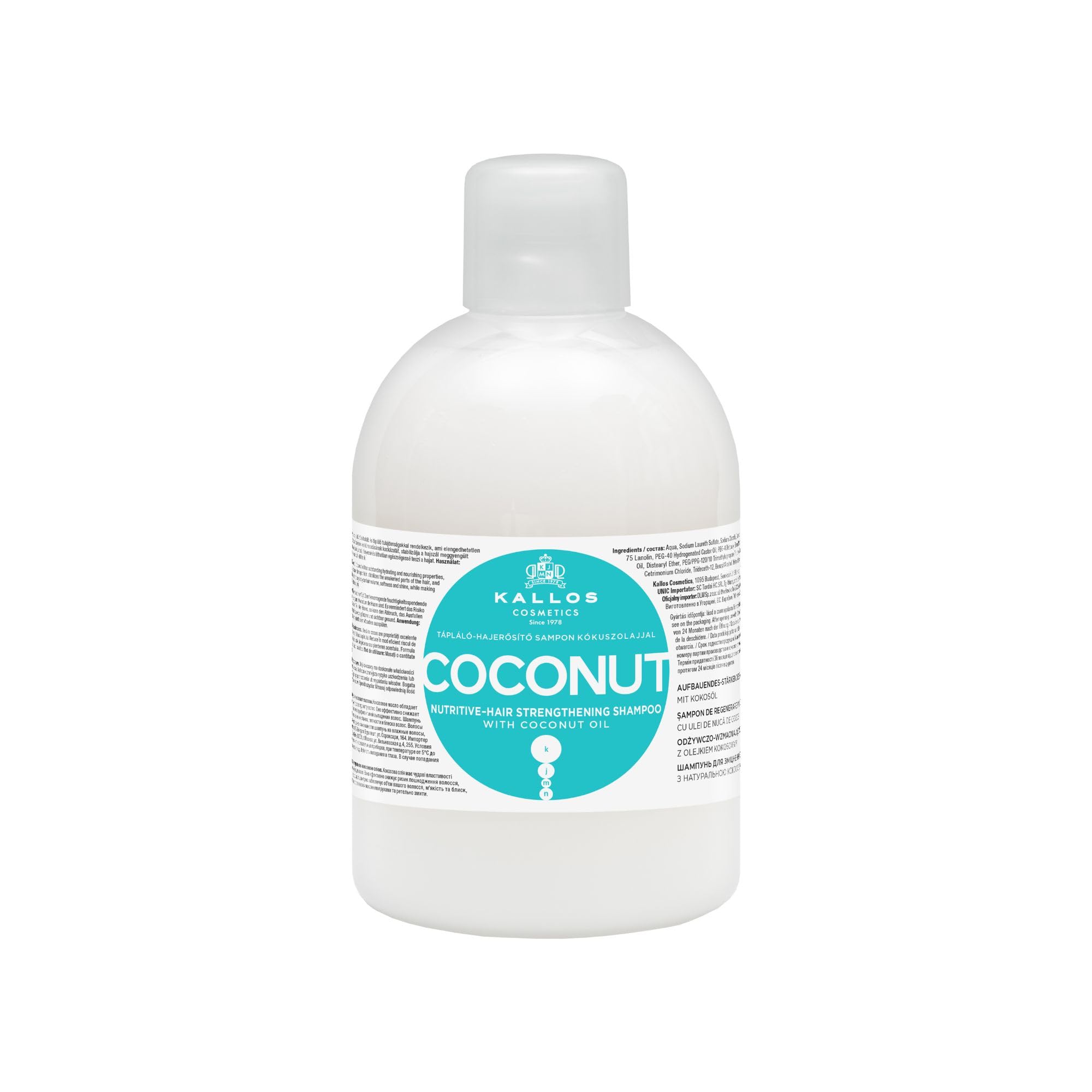 Kallos Cosmetics Strengthening Coconut Shampoo for Damaged Hair 1L