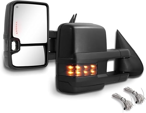 Espejos de remolque para Chevy Silverado Suburban Tahoe GMC Sierra Yukon 1999 2000 2001 2002 con flecha de vidrio eléctrico, luz de señal de giro