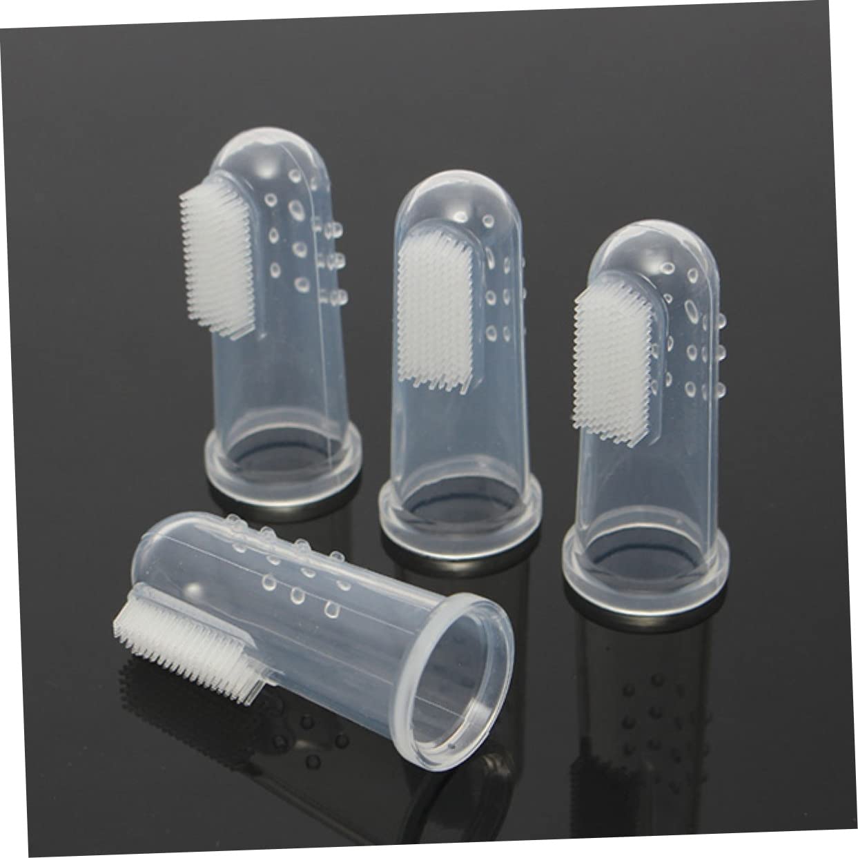 Brosse à Doigts en Silicone pour Animaux 4pcs, Nettoyage Doux des Dents sans Abîmer Gencives, Design Moufles Doigt Adapté Chiens et Petits Animaux