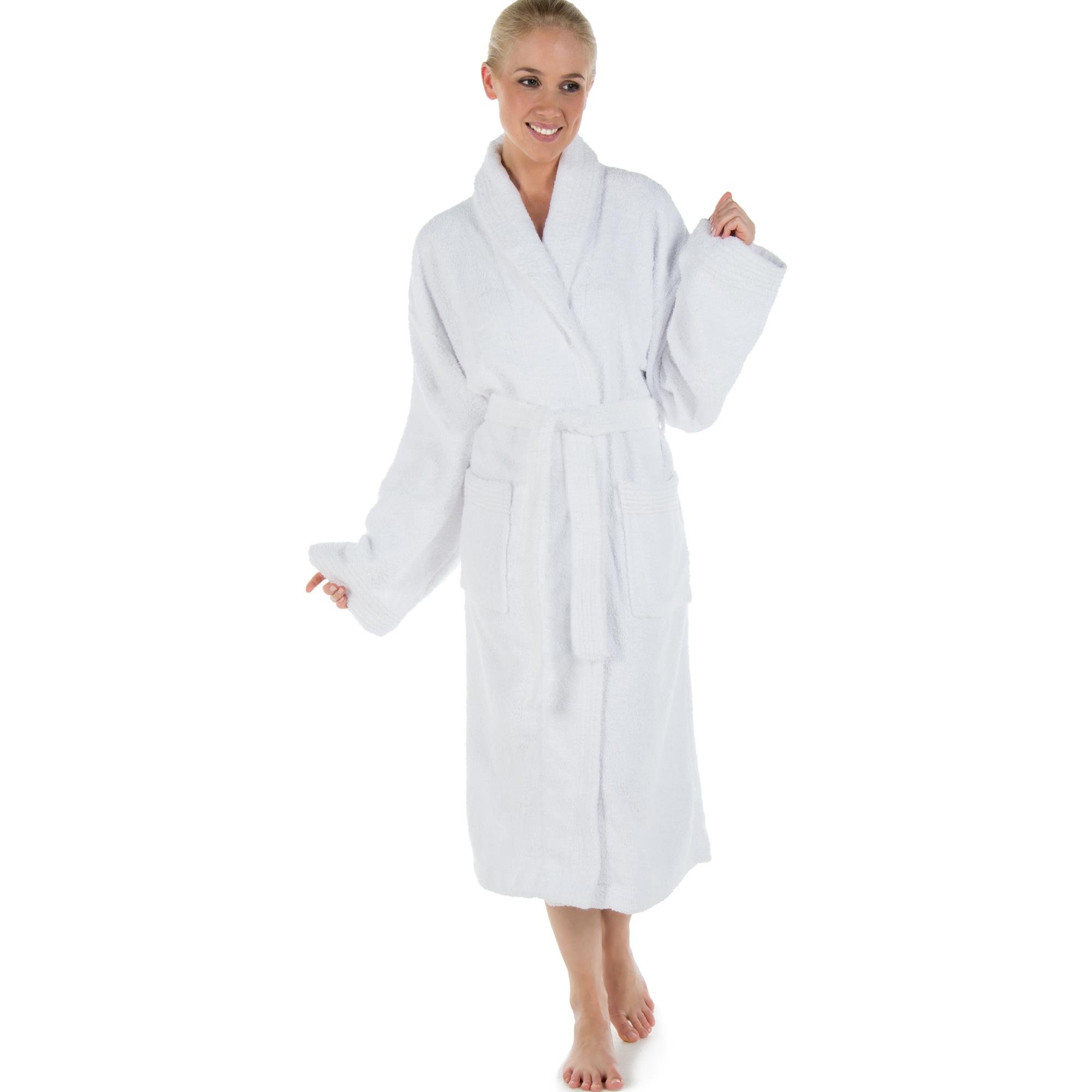 CelinaTex S-XXXL Bademantel Schalkragen Uni lang aufgesetzte Taschen Damen Herren Unisex warm Frottee Baumwolle Oeko-TEX Oregon