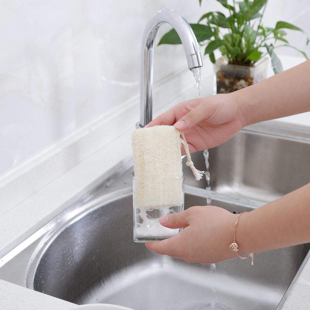 TegelryingEsponja de lufa exfoliante, 10 paquetes de esponja de lufa 100% natural, esponja grande para hombres y mujeres, limpieza corporal de ducha de baño, 10 x 15 cm,