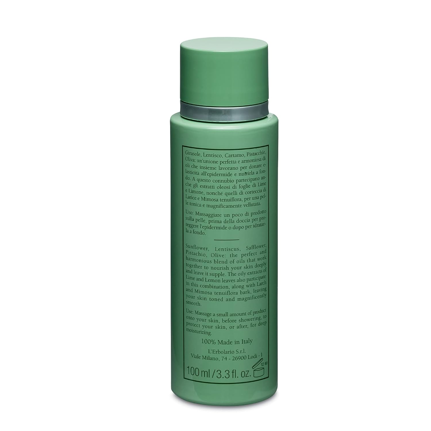 L’Erbolario Frescaessenza Smoothing Body Oil - Tightening, Toning and Dry Skin Moisturizer - Massage and Vitamin E Oil with Sunflower Oil - 3.3 oz