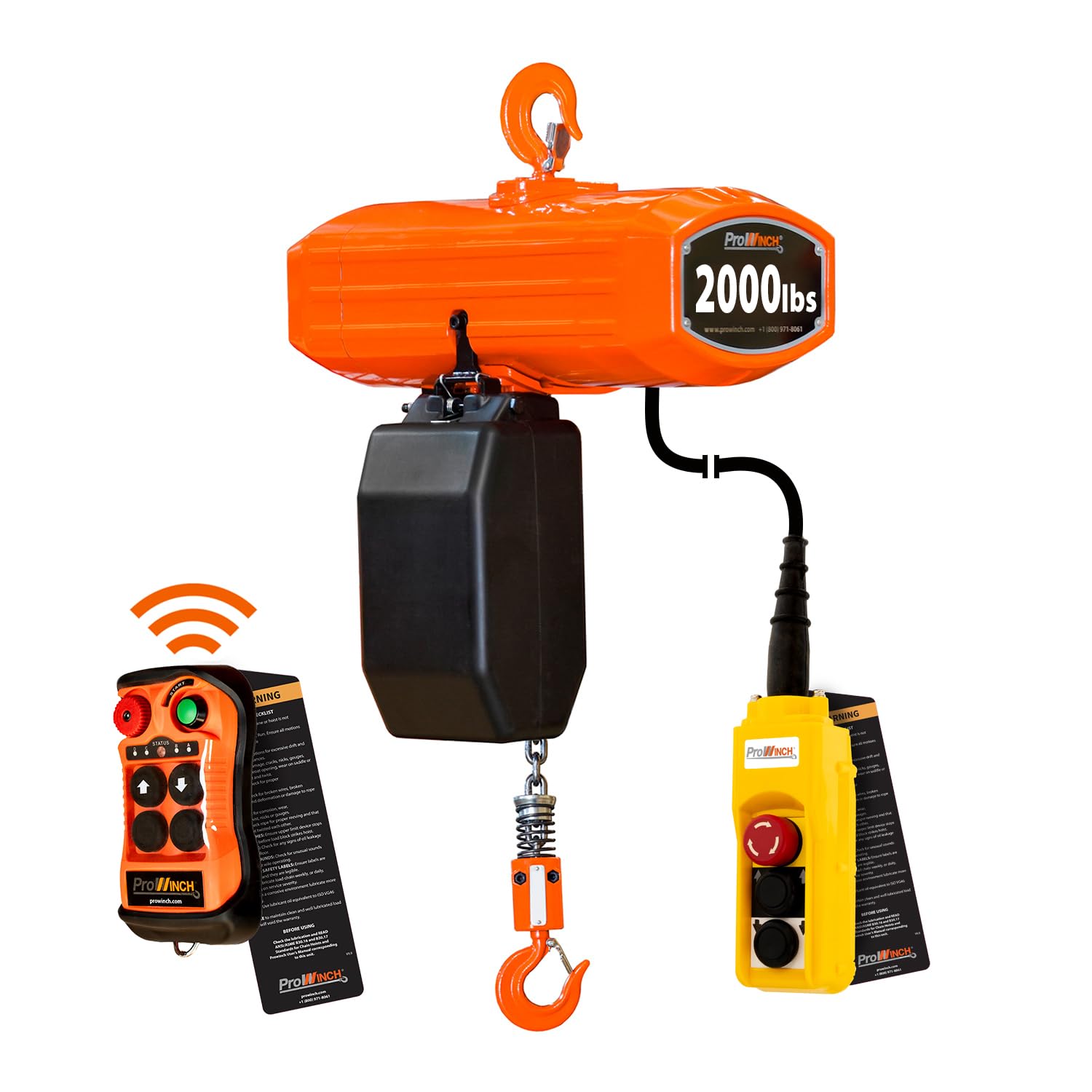 Featured: Prowinch Portable Electric Hoist - 2000 lbs Electric Chain Hoist with Wireless Remote Control, 20 ft Lifting Height