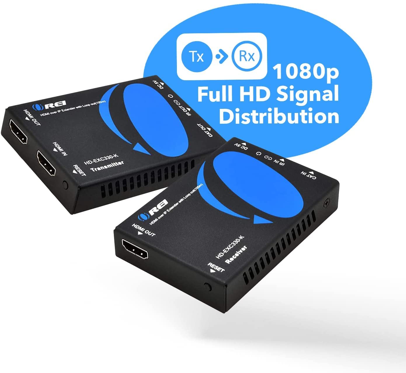 Orei Extender HDMI su CAT5/CAT6, con IR fino a 330 metri - Loop Out - Distribuzione del segnale Full HD 1080P - Over IP - Opzione unica a molti