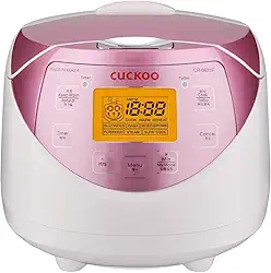 CUCKOO CR-0631F | Panela de arroz Micom com 6 xícaras (não cozida) | 8 opções de menu: arroz branco, arroz integral e mais, panela interna antiaderente, feita na Coreia | branco/rosa