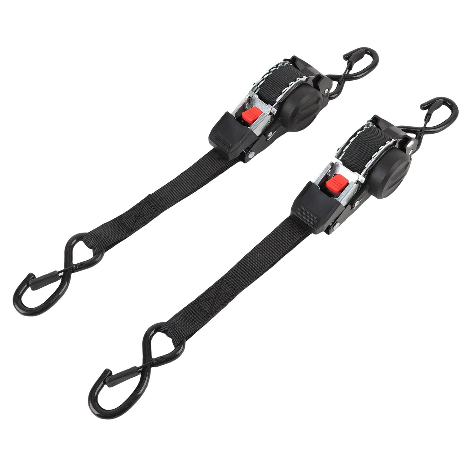 Zunate 2 Stück Ratschengurte, 2,5 cm X, Automatisch Einziehbare Zurrgurte mit S-Haken, 1760 Lbs Bruchfestigkeit für Boot, Jet-Ski, Motorräder, ATV, Anhänger