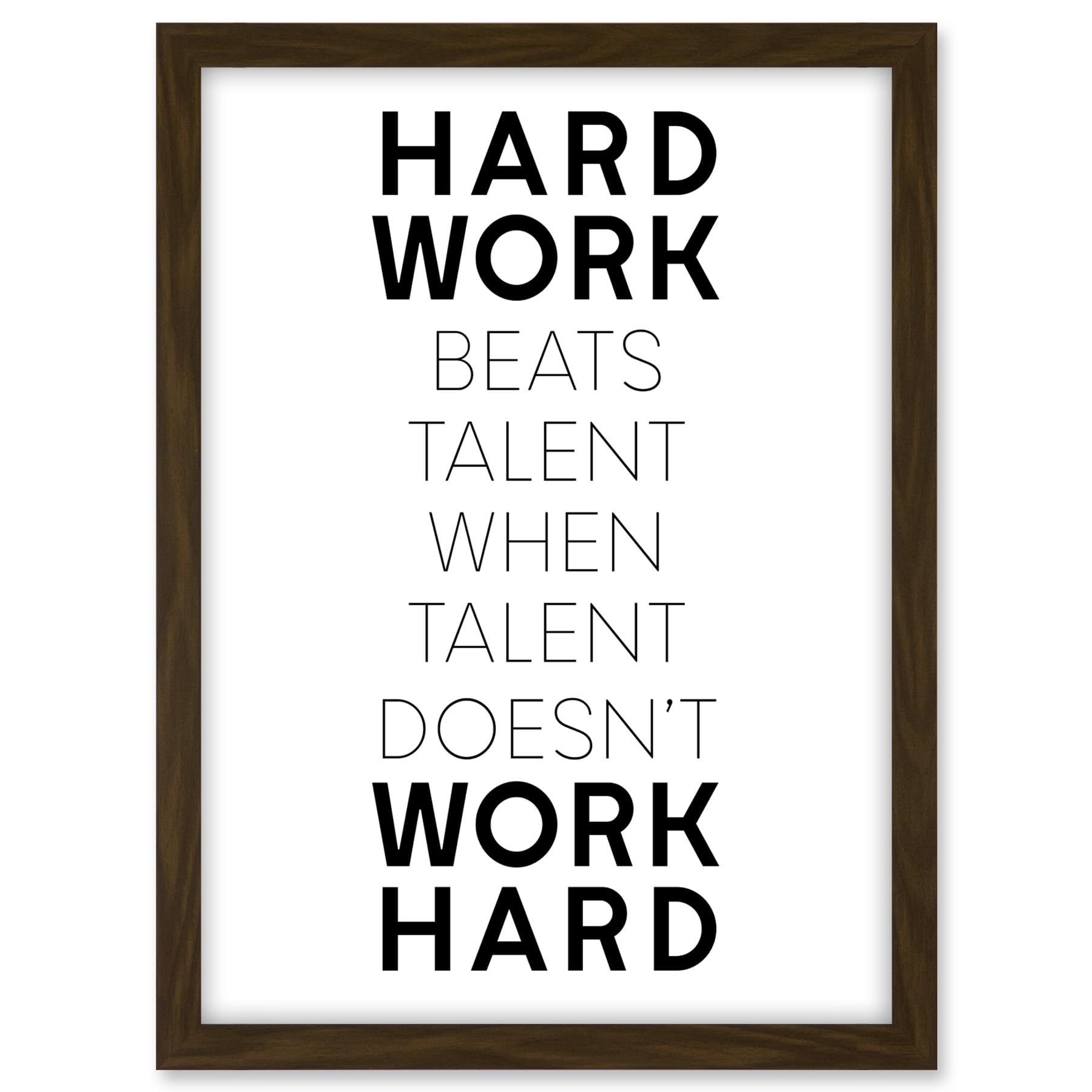 Artery8 Gym Motivation Hard Work Beats Talent Inspirational Exercise Wall Art Artwork Framed A3 Wall Art Print