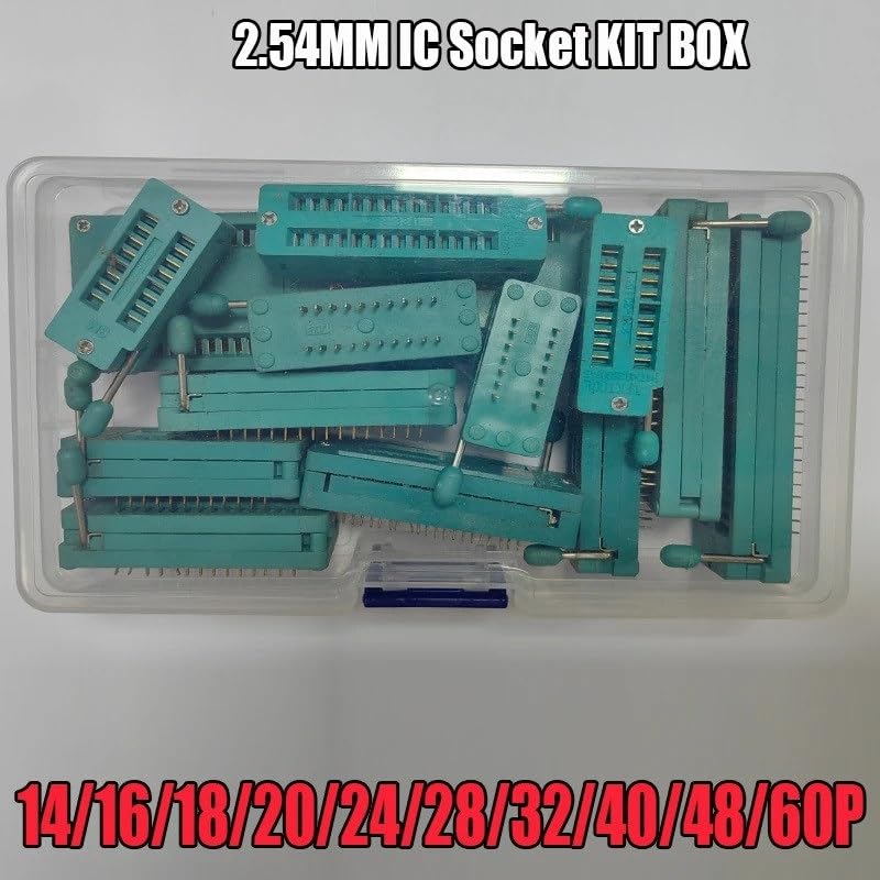 12pcs/lot 14 16 18 20 24 28 32 40 48 64P Pin 2.54 MM Green DIP Universal ZIF IC Socket Test Solder Type IC Lock seat ZIF Socket