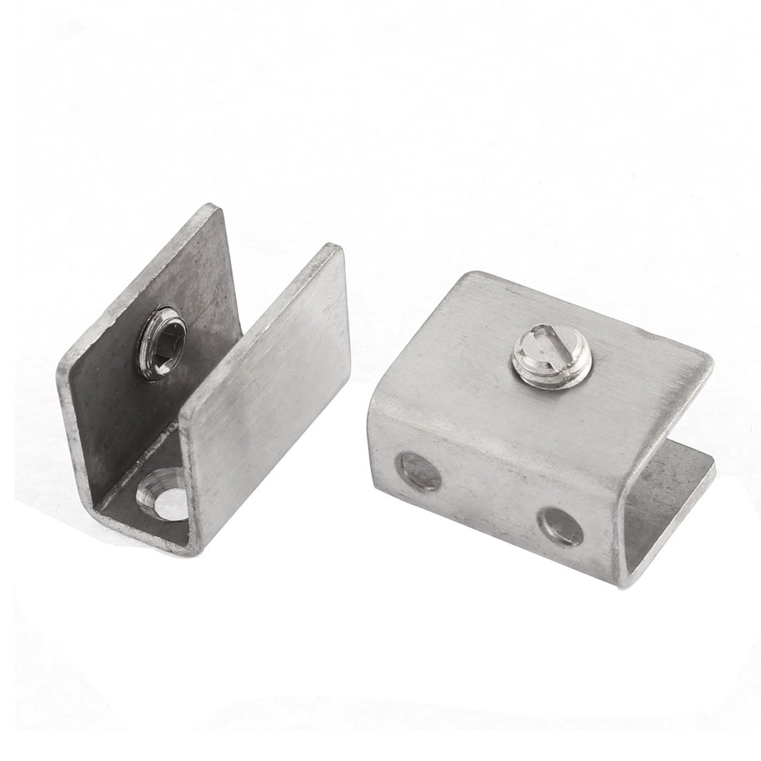 Aexit 2 Pcs Clamps 8mm-12mm Thickness Adjustable Square Shelf Glass Clip Clamp Hand-Screw Clamps Silver Tone