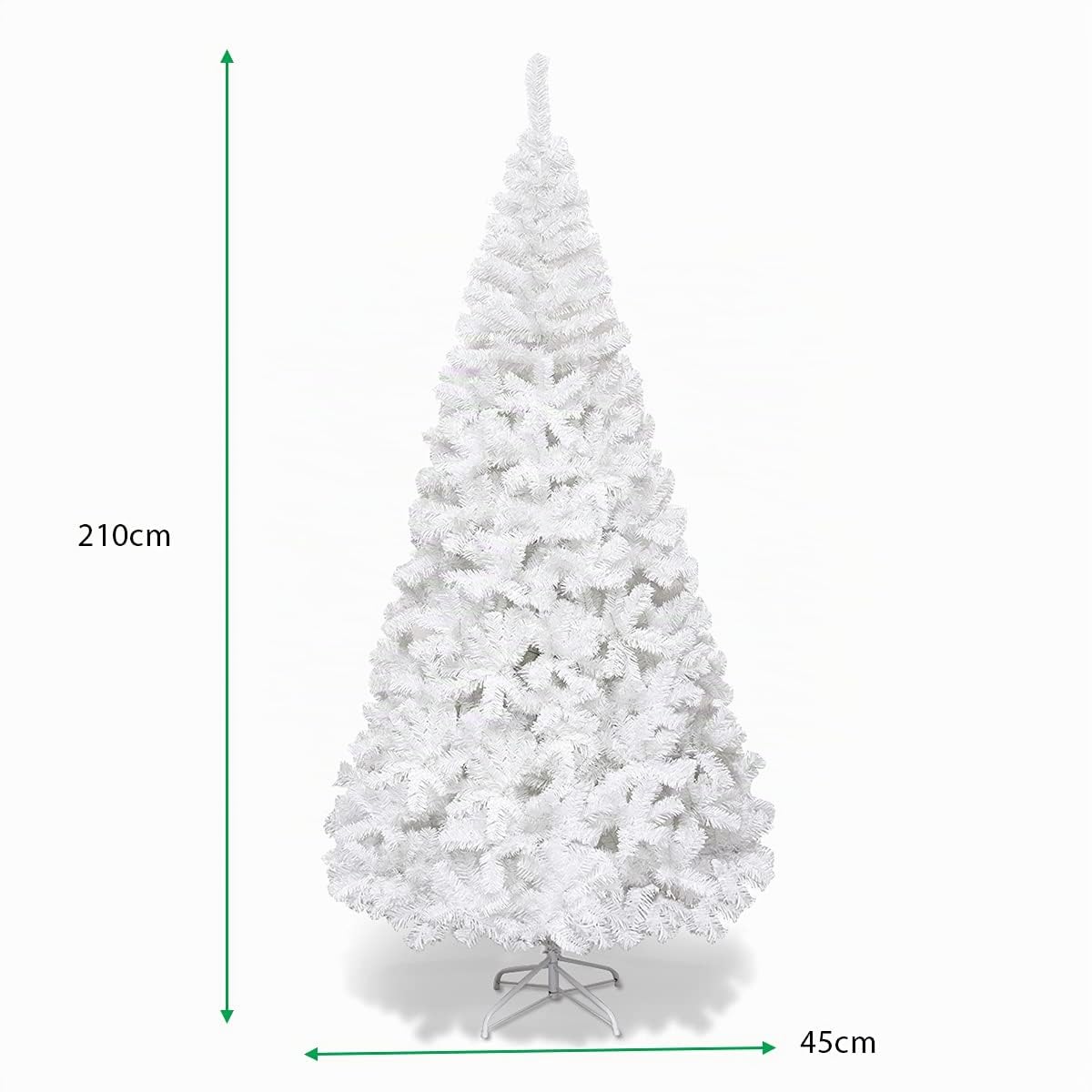 RELAX4LIFE Sapin de Noël Blanc 210 CM, Sapin Noel Artificiel en PVC avec Support en Métal, Arbre de Noël pour Décoration Maison/Bureau/Magasin (Blanc, 210 CM)
