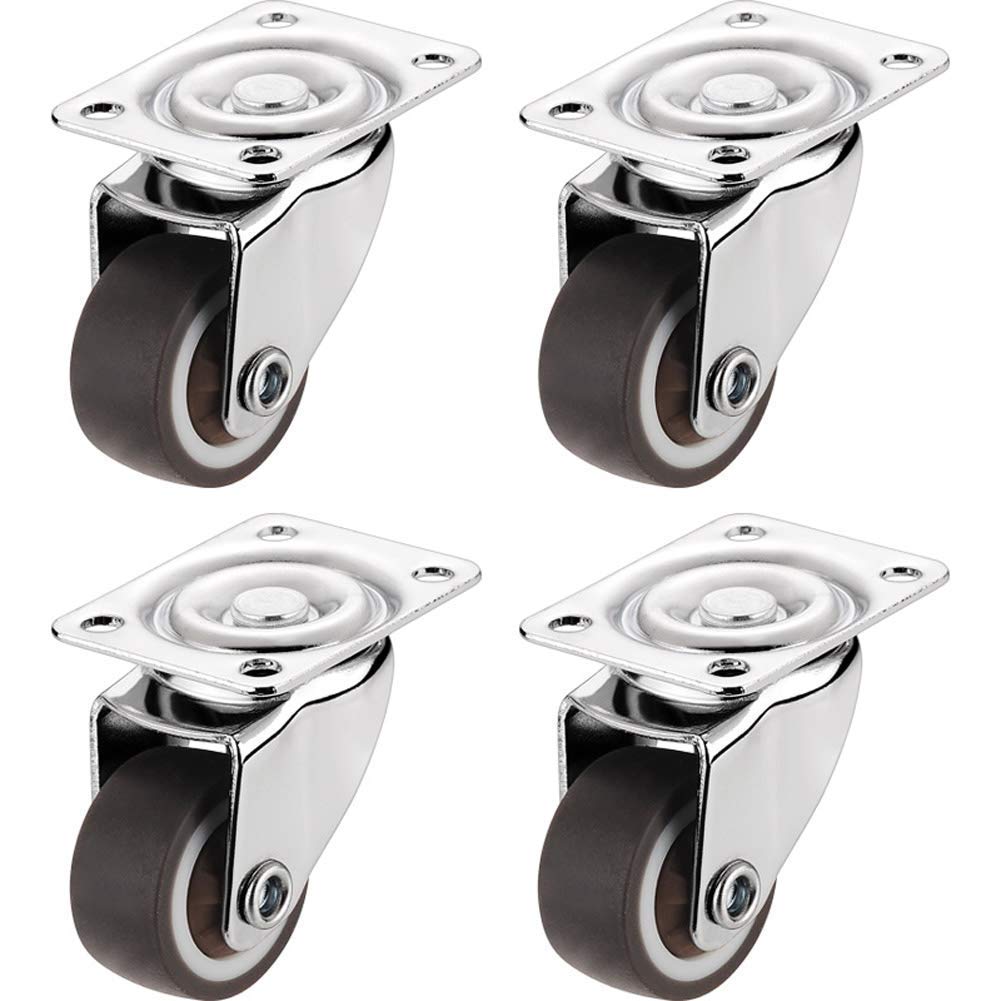 4 Ruote Nitureers 1 Pollice 25Mm Universali Girevoli in Gomma Silenziosa con Freno Sostitutivi del Supporto per Sedia da Tavolo 20Kg per Ruota per Pavimento in Legno Moquette Piastrelle/4 Un