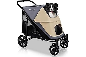 Totoro Ball 4 Wheel Folding Dog Stroller and Jogger for Large Dogs with One-Click Folding