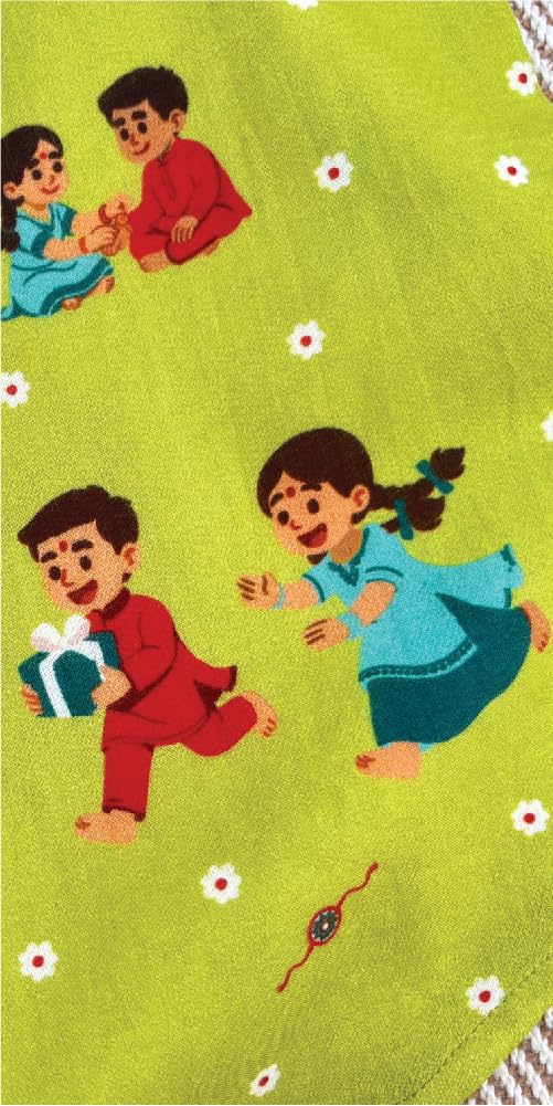BHAAKUR Organic Cotton Unisex Kurta Set Threads of Love- Rakhi Kurta with Pyjama for Toddlers and Infants| Soft and Breathable| Full Sleeves| Double Layered (12-18 Month) Green 3