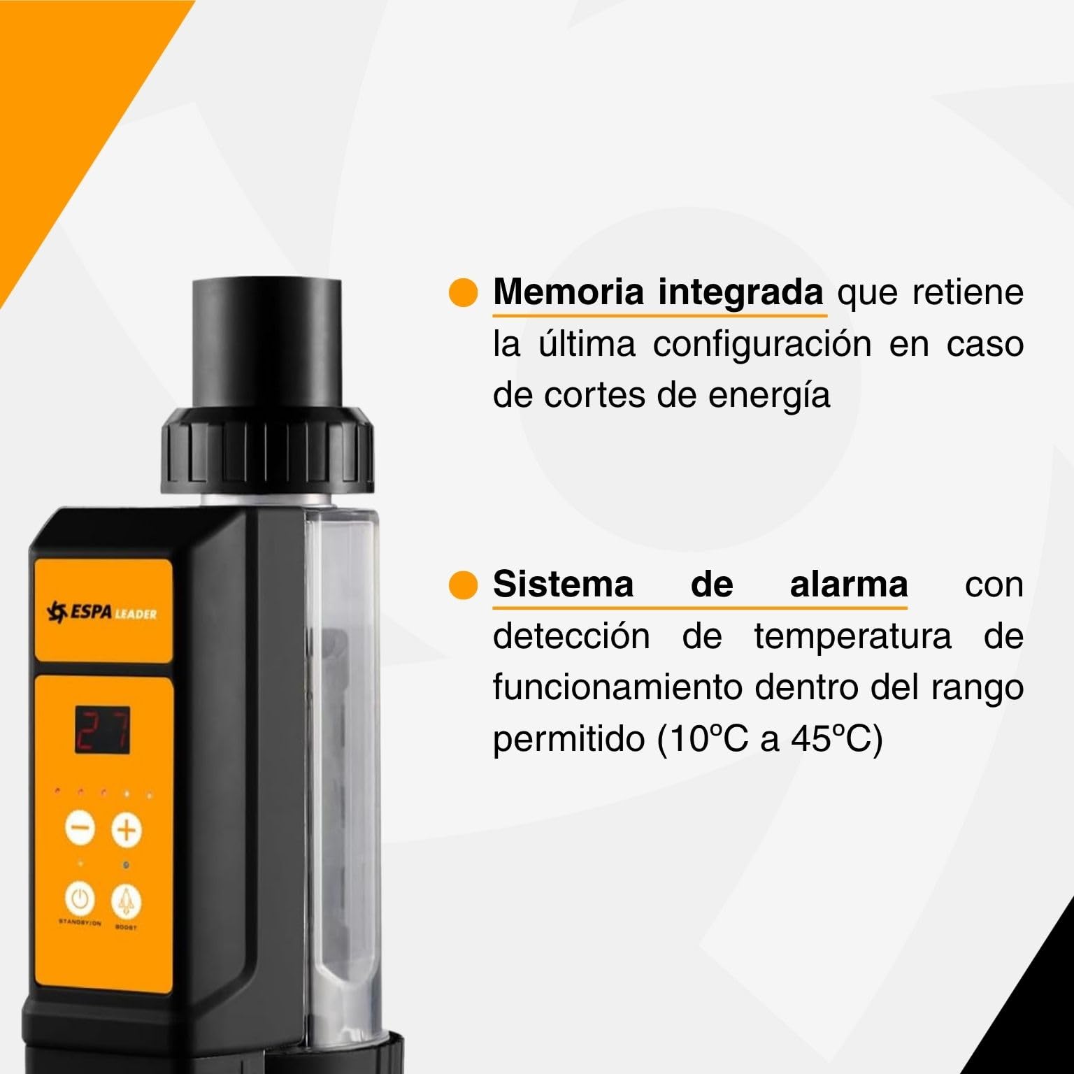 ESPA LEADER Clorador Salino para Piscinas 20G Dosificador de Cloro por Electrólisis Salina, hasta 85 m³, Producción de Cloro 20 g/h, Autolimpieza por Inversión de Polaridad, Función de Memoria