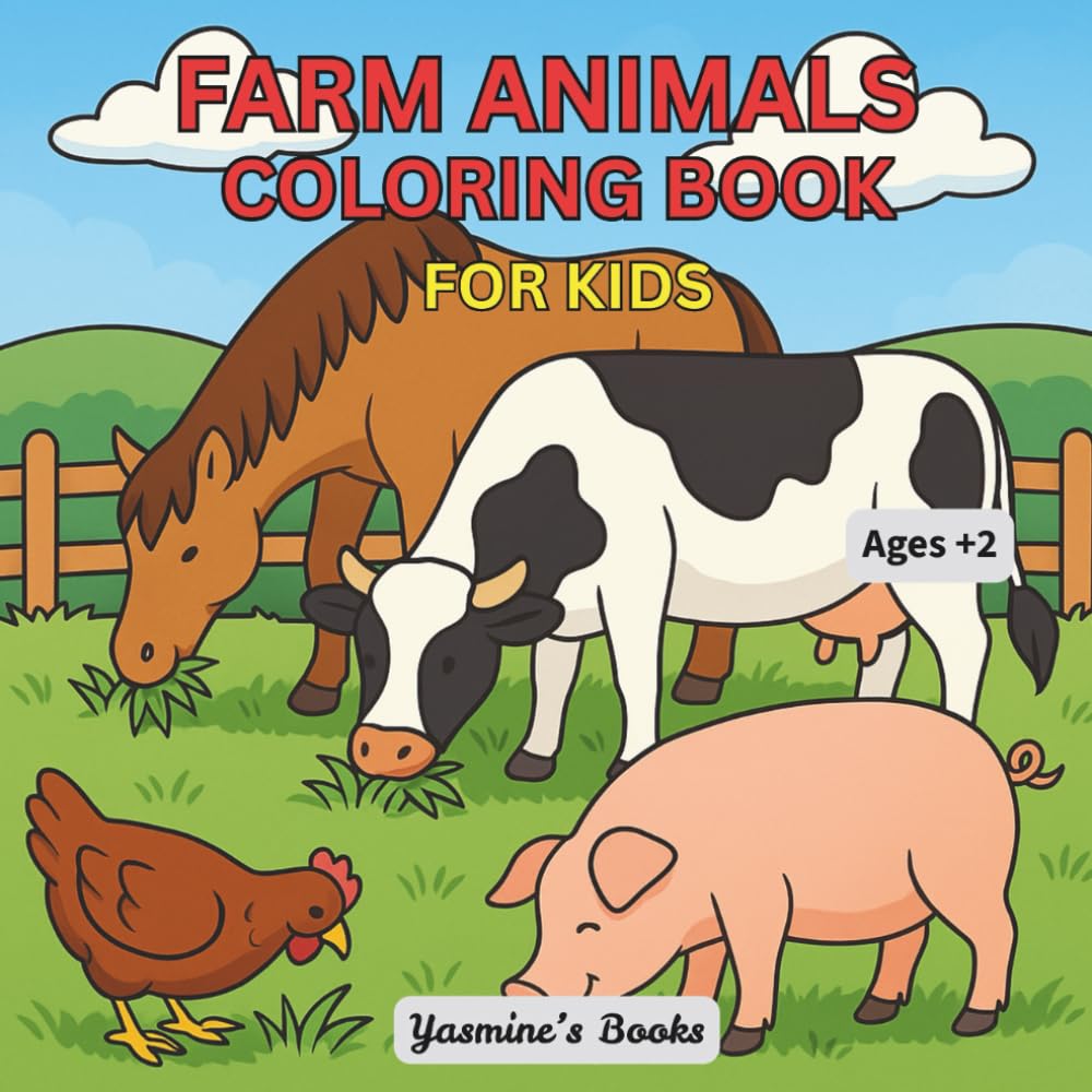 Farm Animals: Coloring Book For Kids