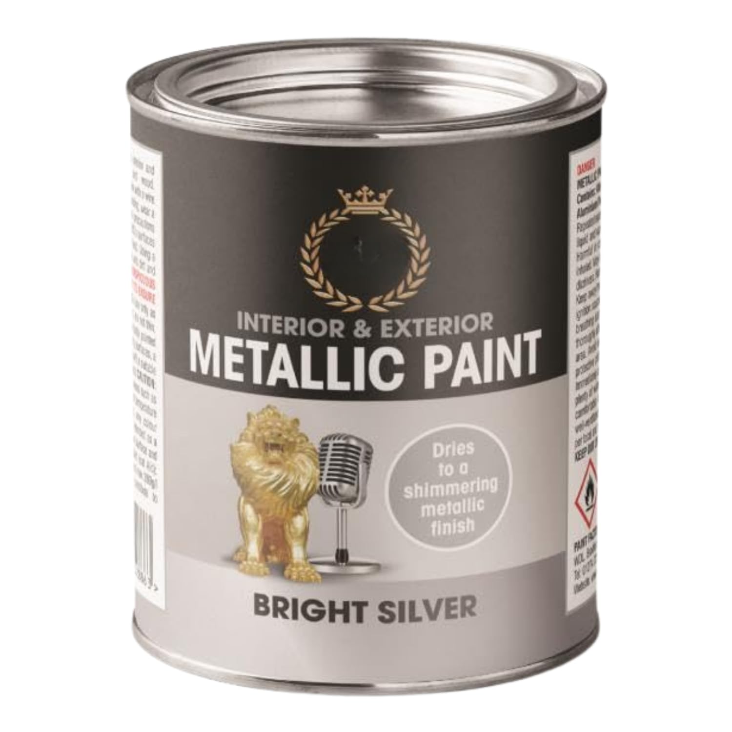 Inspired Essentials 300ml Non Drip Paint Tin Exterior Interior Hard Drying Performance Multi-Purpose Tin for Metal, Wood, Plastic, Walls with Perfect Finish (4, Metallic Silver)