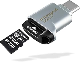 Integral Micro SD USB2.0 Type-C Memory Card Reader Adapter - Compact, Works with PC & Mac and Compatible with High Speed UHS-I interface: microSDHC UHS-I and microSDXC UHS-I