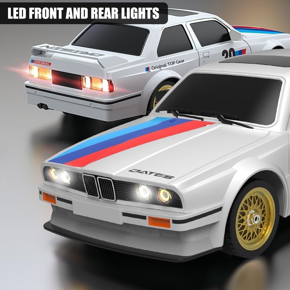 Coche RC 1/16 Escala 4wd, 45 Km/h Alta Velocidad, Drift con Luces Led, Carrocería Abs Antiexplosión Y Neumáticos De Carrera, Control Proporcional
