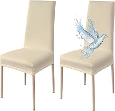 Coprisedie con Schienale 2 Pezzi Elasticizzati, Impermeabili, Misura Universale, Coprisedia Soggiorno Cucina Moderna Lavabile Estraibile - Beige