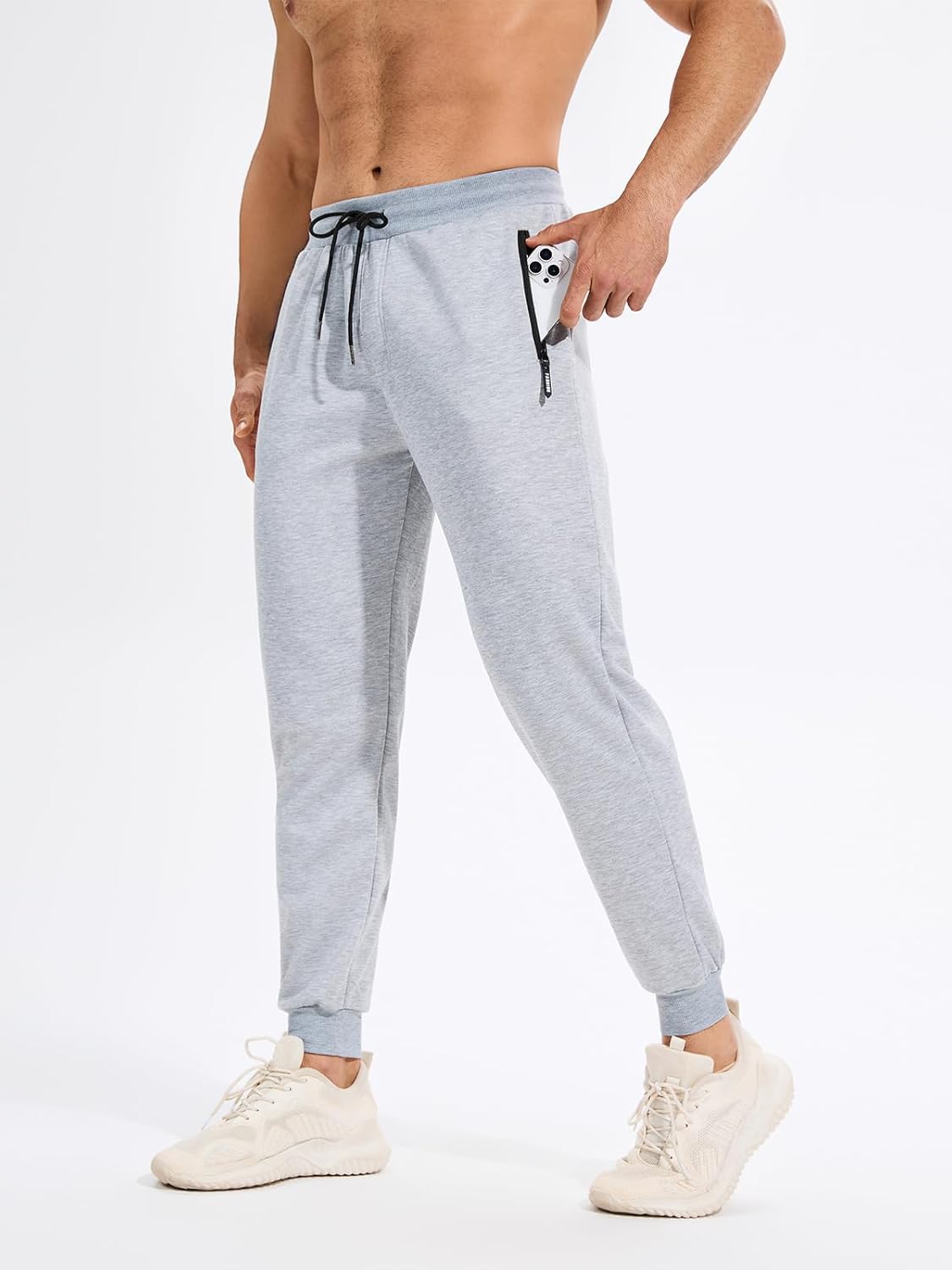 3/4 Pack Men's Sweatpants Fleece Joggers for Men Athletic Workout Pants with Zipper Pockets and Drawstring - Image 6