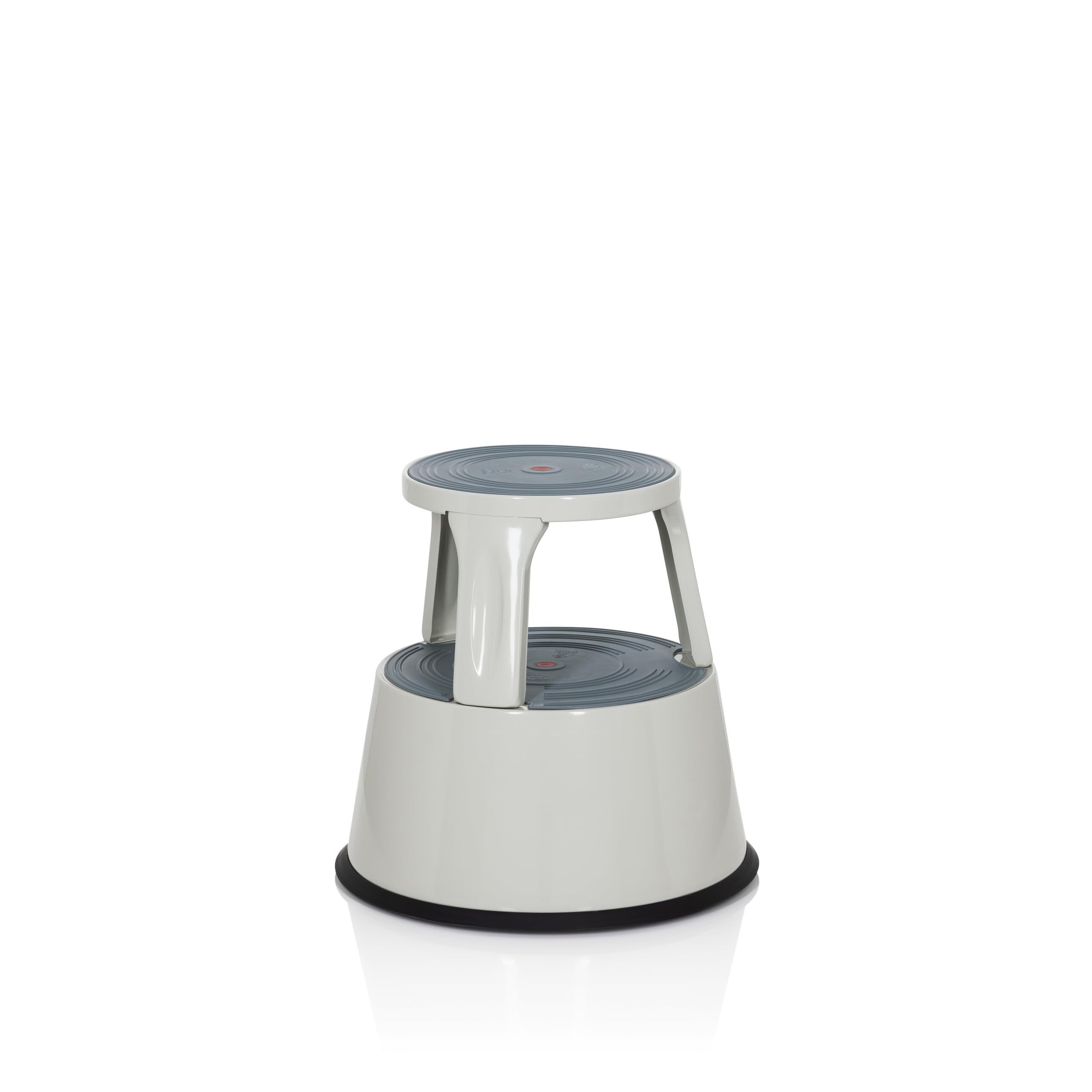 hjh OFFICE 830008 Taburete con Ruedas TIO-M II Metal Gris Claro, Altura 43 cm, soporta hasta 150 kg, Taburete rodante con 2 peldaños