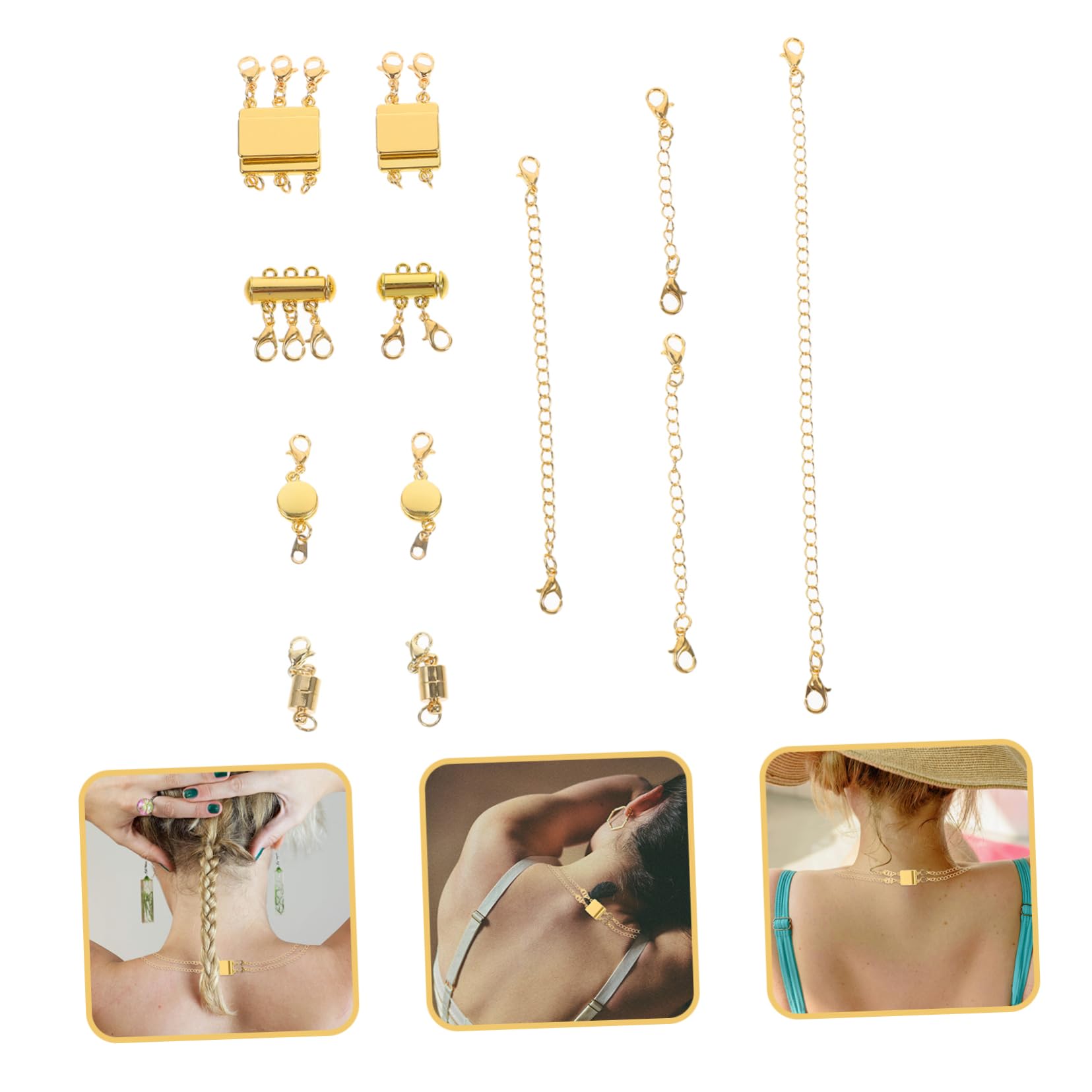 Lurrose 3juegos Conectores De Collar Juego Extensores y Ganchos Para Bisutería Separadores Para De Múltiples Accesorios De Joyería Para y Pulseras