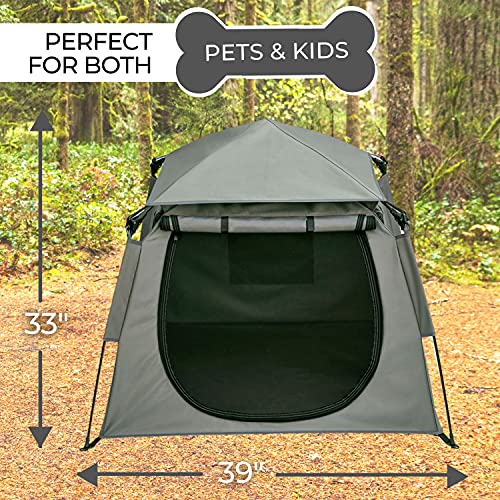Pop 'N Go Pet Playpen For Dogs And Cats - 39 X 33 Inch Dog Tent W/ Carrying Bag - Outdoor Cat Enclosures Pets - Dog Travel Accessories For Camping - Grey #TOP6
