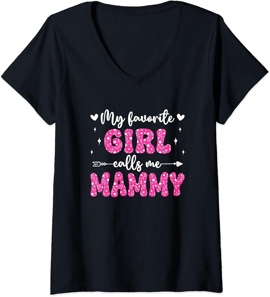 Womens Favorite Girl Calls Me Mammy Grandma Mammy Grandmother V-Neck T-Shirt