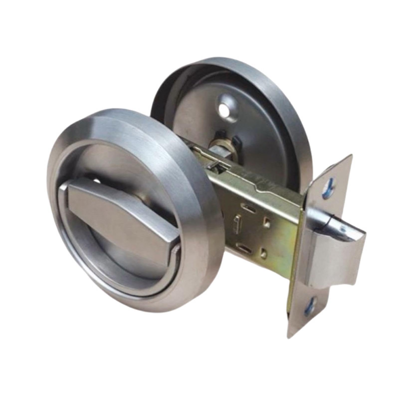 Ktuxzci Silver Premium Round Knobs Rings Pulls Lock Stainless Steel Provides Reliability And Functionality Thickened Base For Extra Stability Furniture Corridor, Double Sided Lock