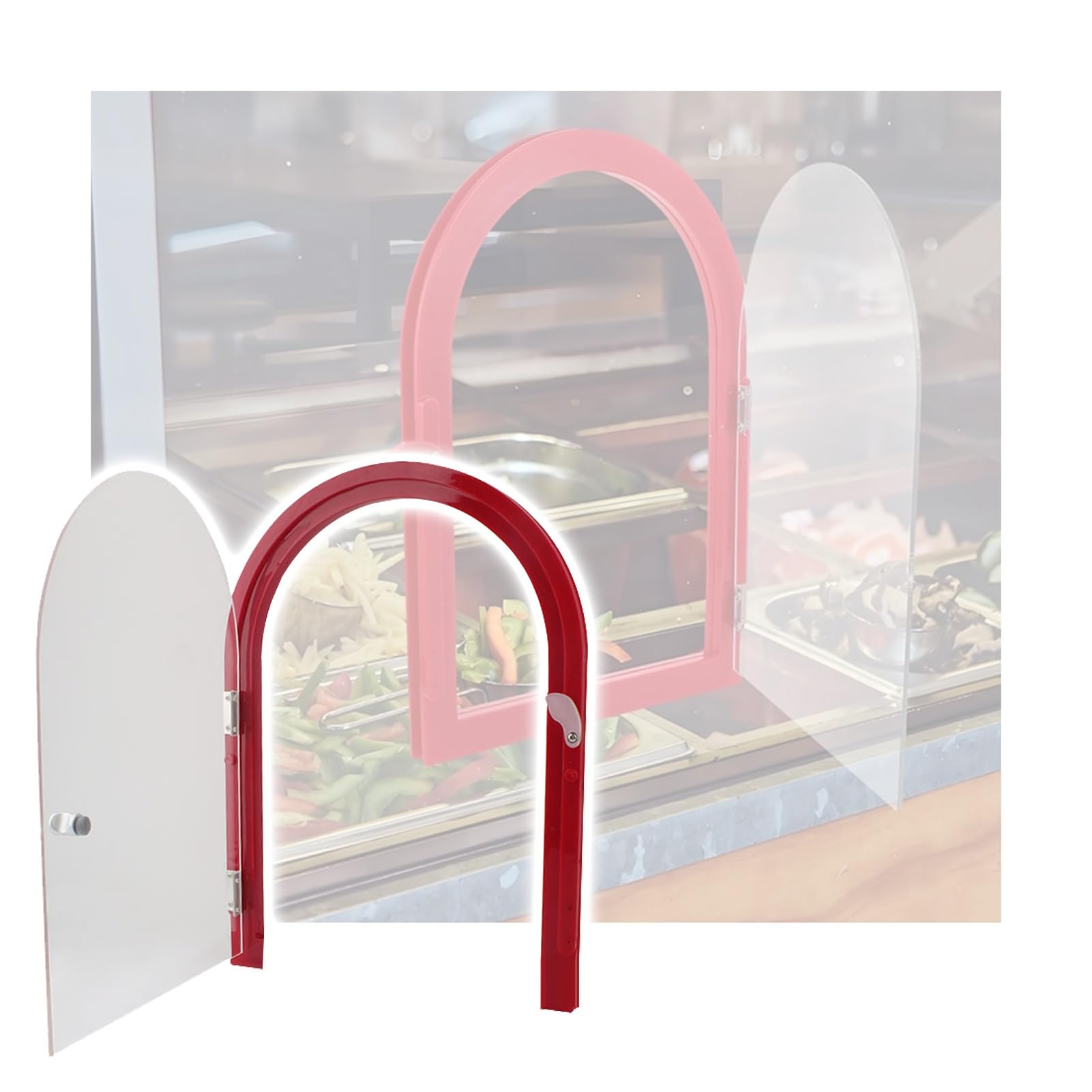 Ventana de remolque de alimentos roja con vitrina acrílica para venta y entrega de comida 30x42cm