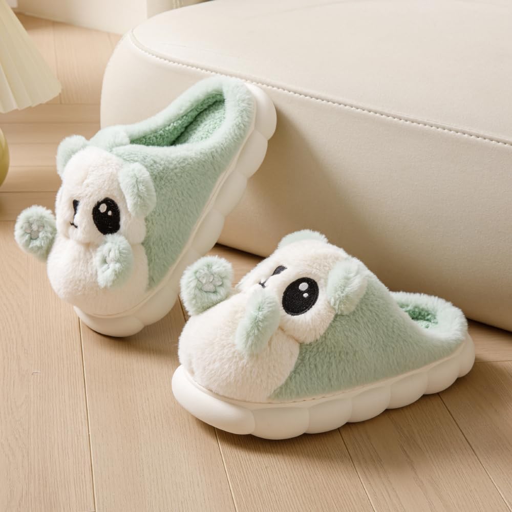 HANDKEI Cute Women's Panda Slippers - Non-Slip Thick-Soled Fuzzy Indoor Animal Slippers | Warm & Cozy Indoor Slippers, Perfect for, Easter & Christmas - Image 3
