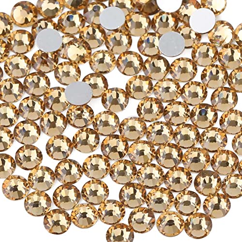 Image of Beadsland 576pcs Flat Back Crystal Rhinestones Round Gems for Nail Art and Craft Glue Fix, Lt Colorado Topaz, SS30,6.3-6.5mm