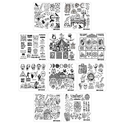 Maniology (formerly bundle monster) 10pc Creepy Halloween Nail Stamp Plate Set - House of Horrors